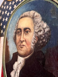 19th Century Patriotic Shield Painting Featuring John Adams