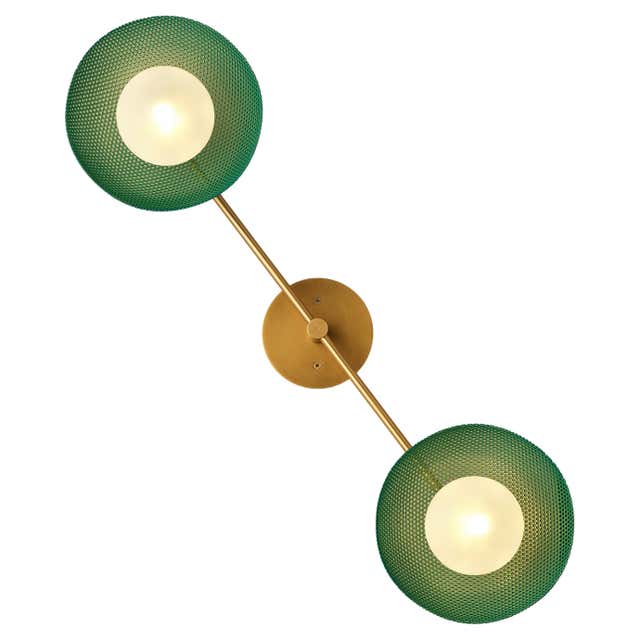 Jenny Glass Large Wall Sconce in Enamel, Glass and Brass, Blueprint ...