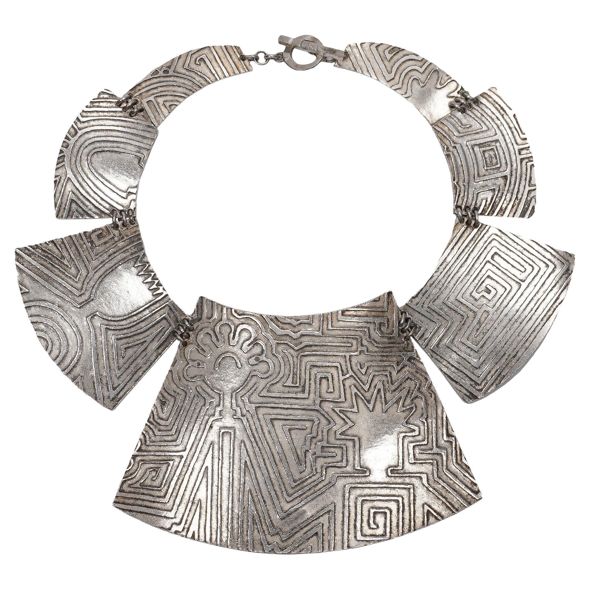 Biche de Bere Hammered Breast Plate Necklace For Sale