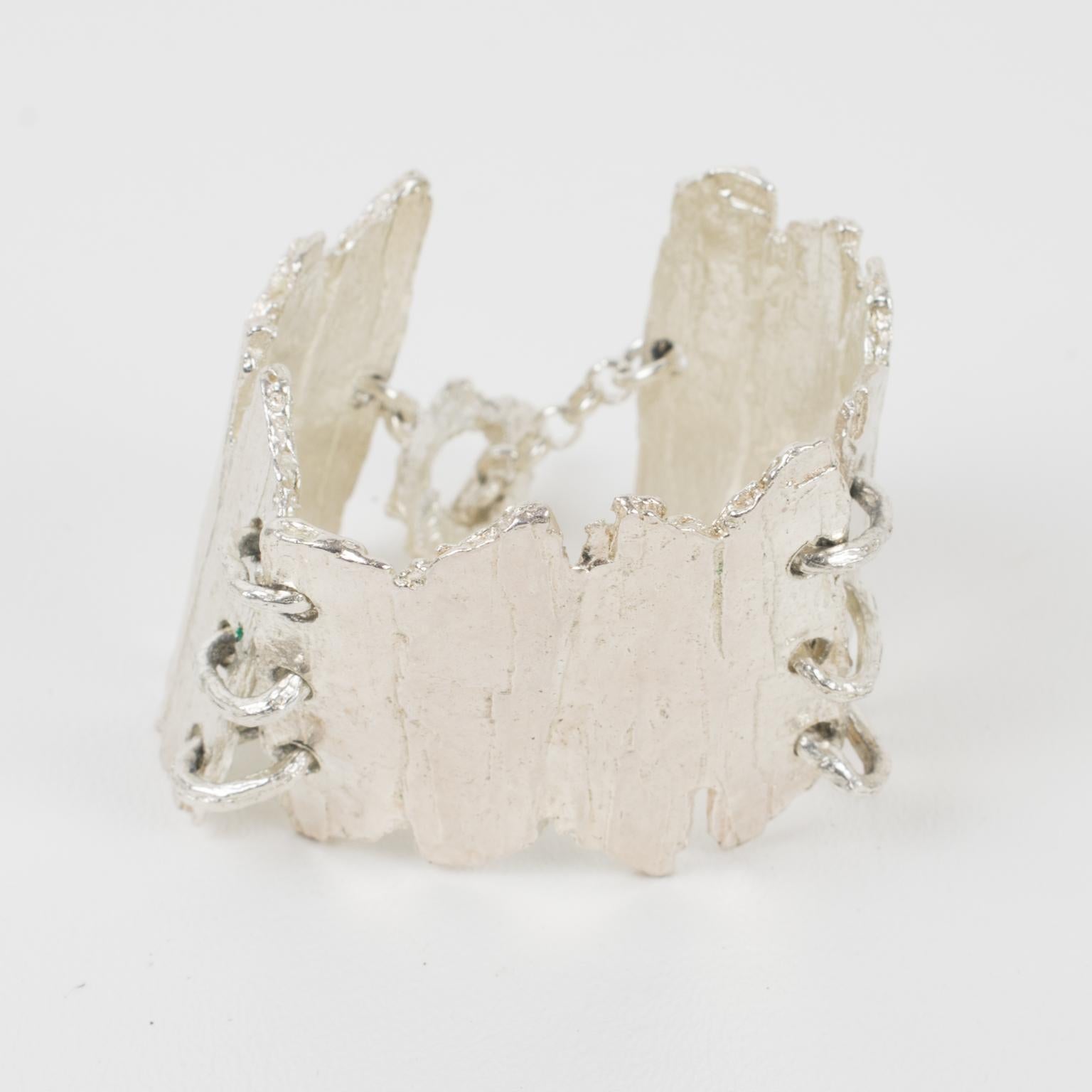 Modernista Biche de Bere Paris Bracciale a maglie in argento brutalista in vendita