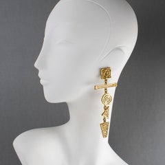 Biche de Bere Paris Limited Edition Gilded Metal Extra-Long Dangle Clip Earrings