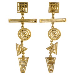 Biche de Bere Paris Limited Edition Gilded Metal Extra-Long Dangle Clip Earrings