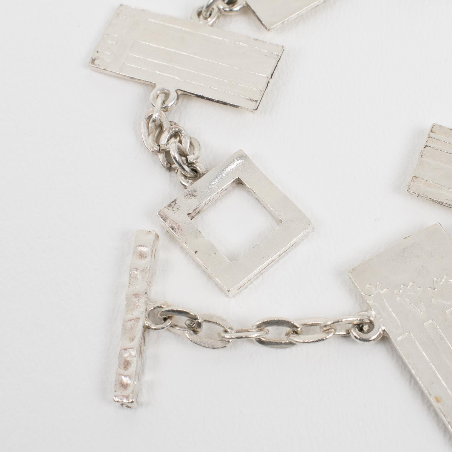 Biche de Bere Paris Limited Edition Graffiti Silver Plate Necklace In Excellent Condition For Sale In Atlanta, GA