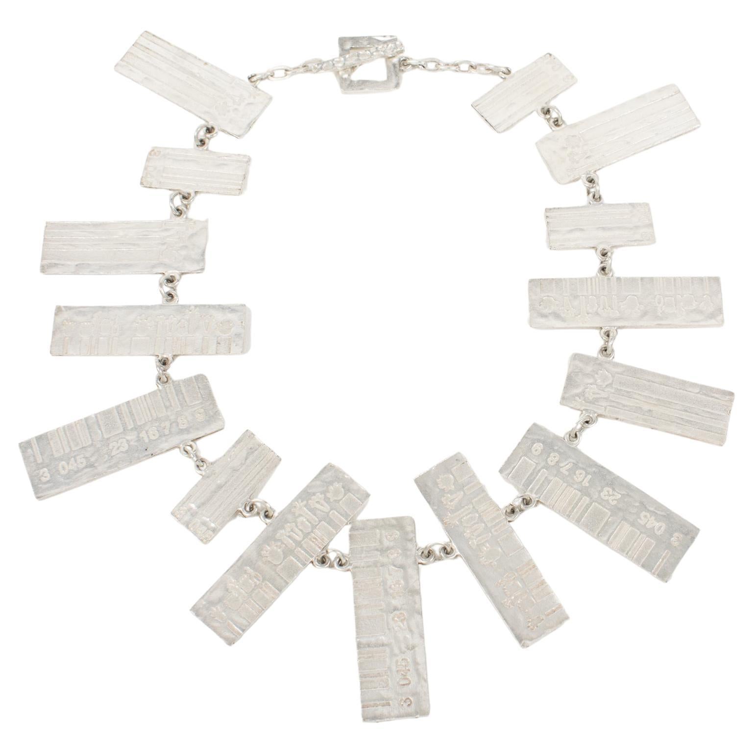 Biche de Bere Paris Limited Edition Graffiti Silver Plate Necklace For Sale
