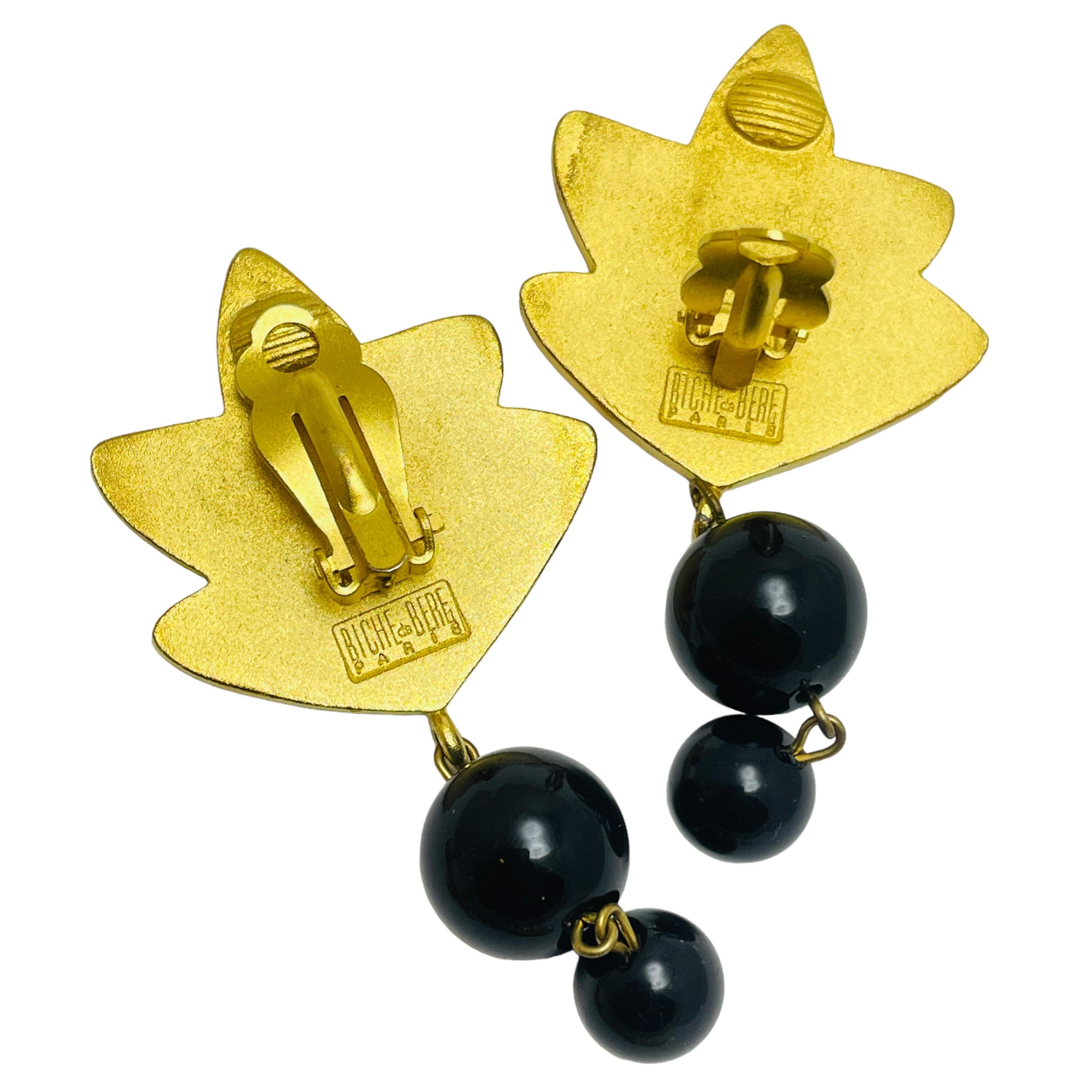 BICHE de BERE PARIS Hecho en Francia Pendientes de oro de diseño con clip en Bueno estado para la venta en Palos Hills, IL