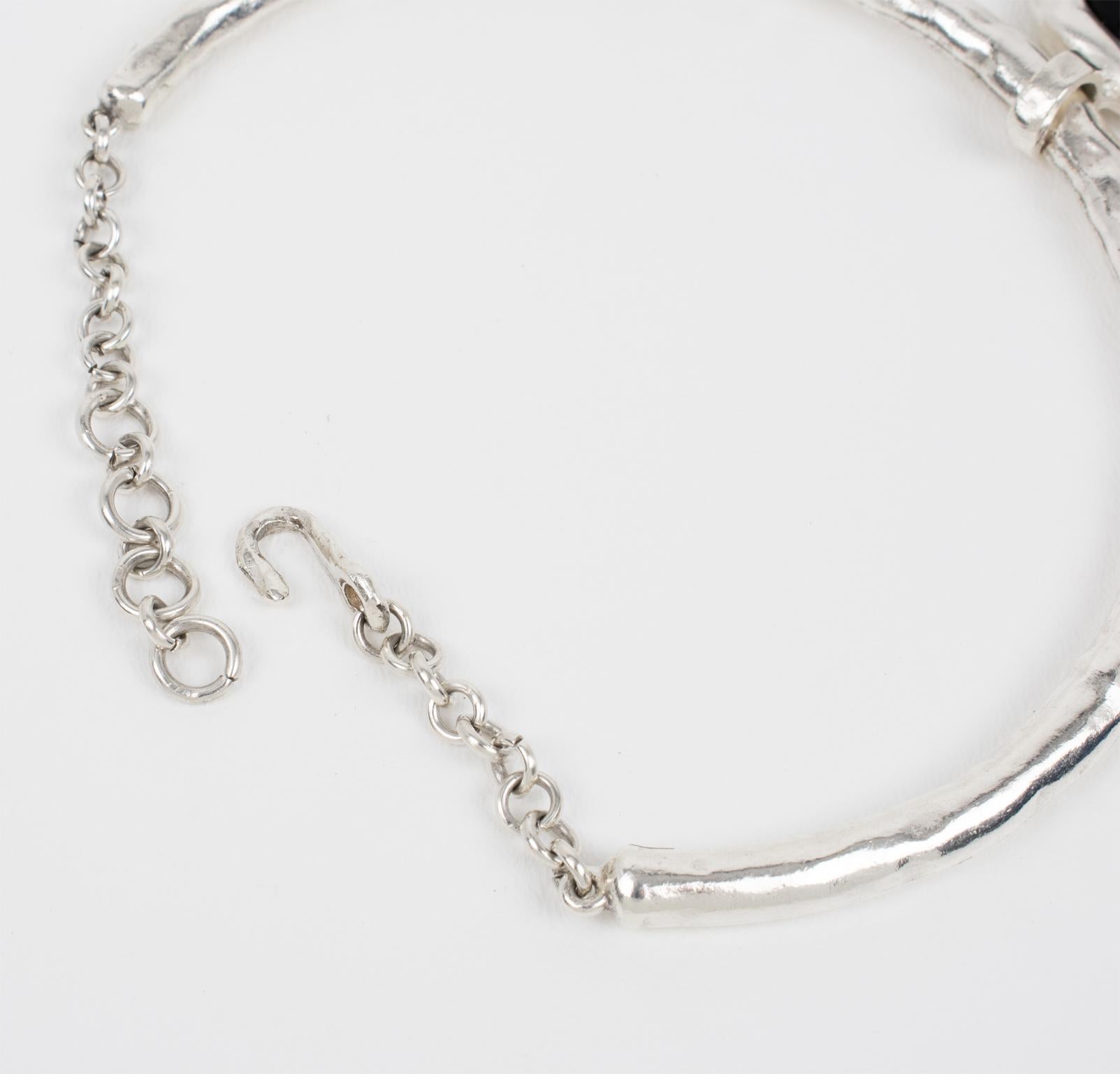 Biche de Bere Paris Rigid Choker Necklace with Black Resin Pendant For Sale 3