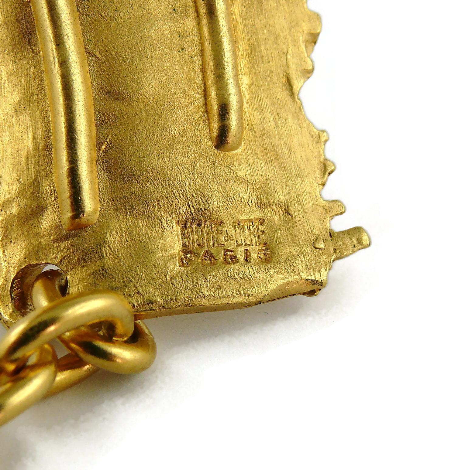 Biche de Bere Paris Vintage Gold Toned Ribbed Brutalist Collar Necklace 4
