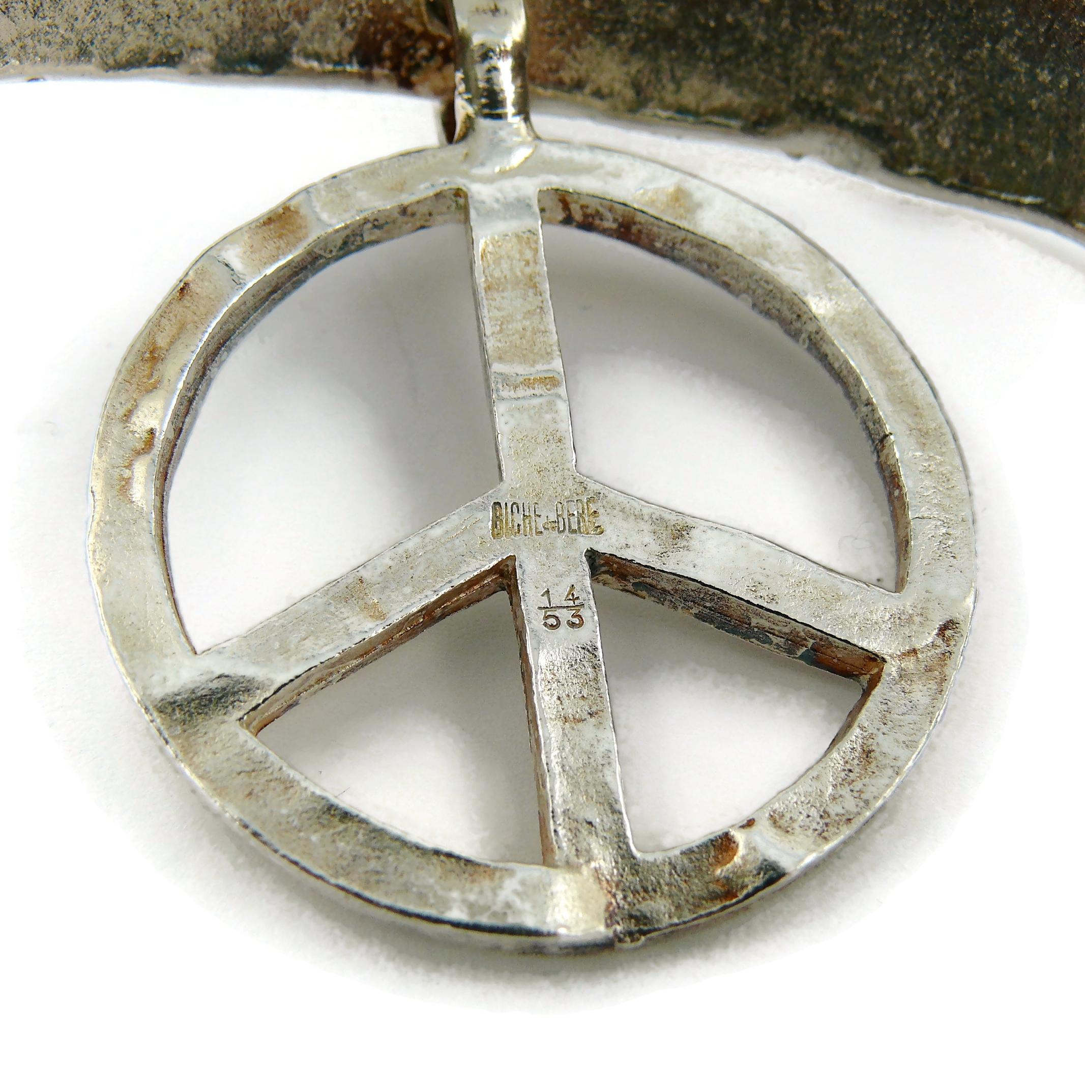 Biche de Bere Vintage Silver Toned Peace Sign Limited Edition Choker Necklace 5