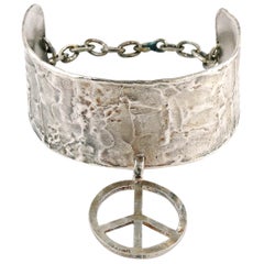 Biche de Bere, collier ras du cou vintage Peace Sign en argent, édition limitée