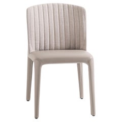 Bicolette Vertical Stitch White Leather Chair