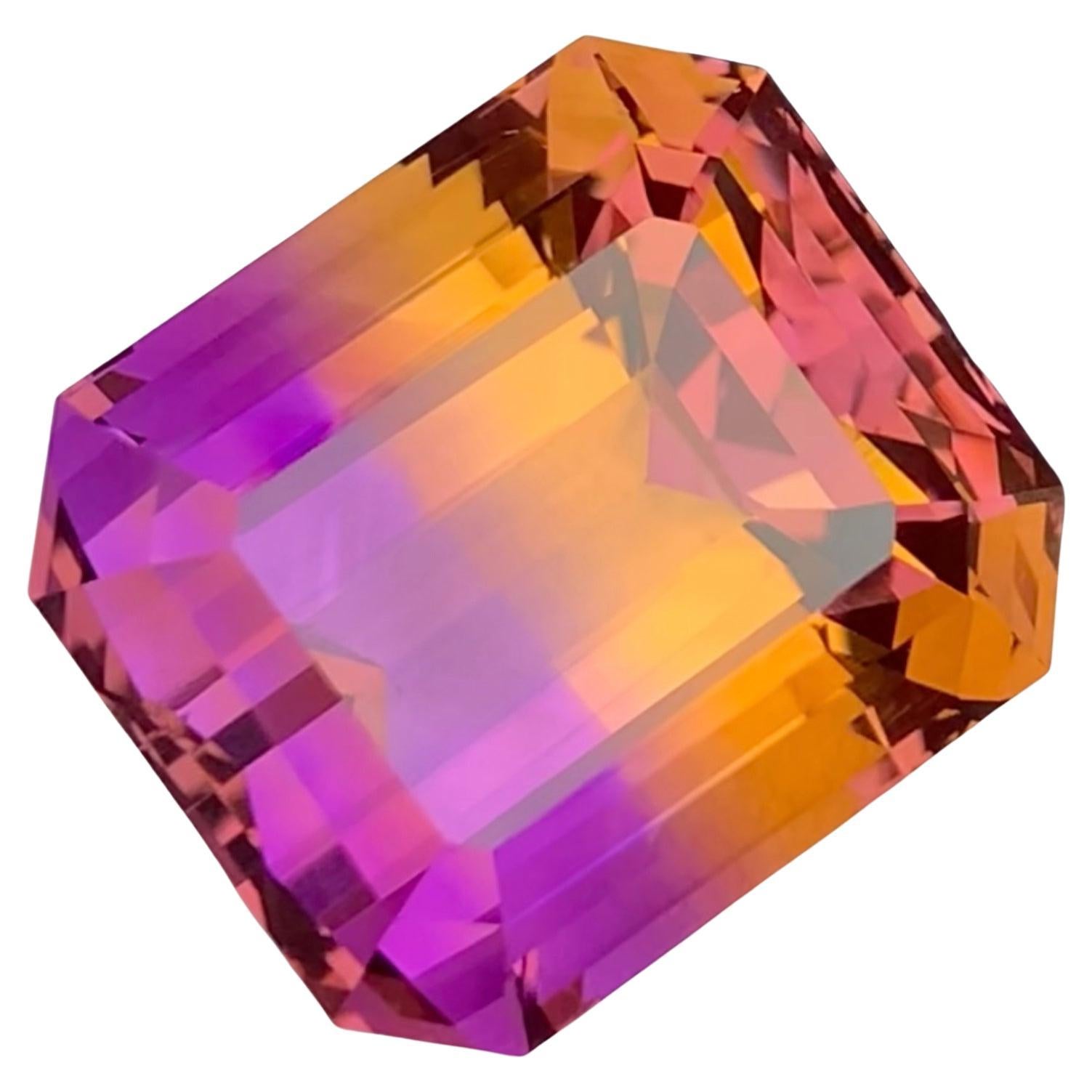 Bicolor Ametrine 34.75Ct Emerald Cut Natural Loose Gemstone for Necklace Pendant For Sale