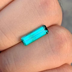 Gema natural de turmalina bicolor azul y verde, con corte esmeralda, para anillos y joyas