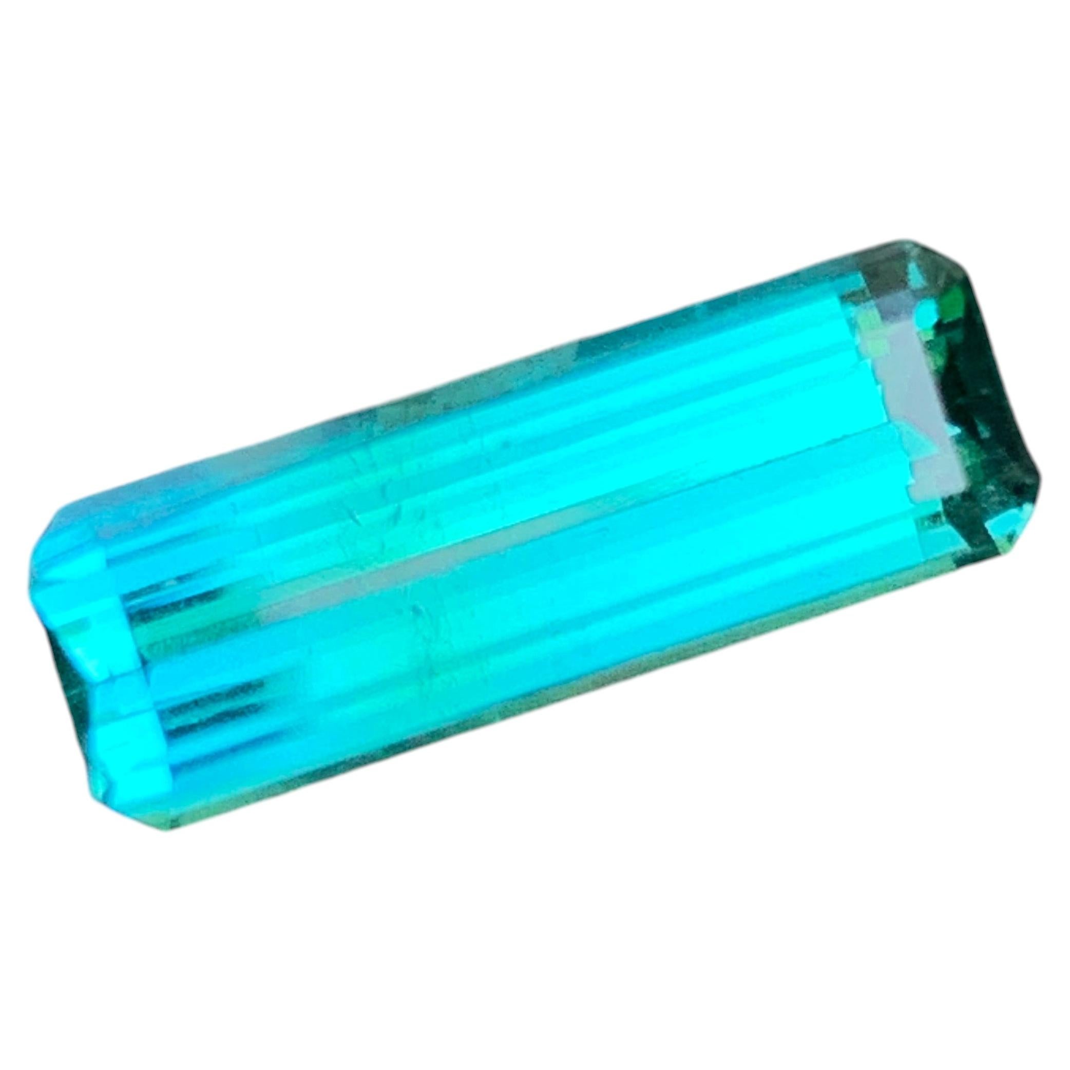 Bicolor Blue Green Tourmaline Emerald Cut Natural Gemstone for Ring Jewellery For Sale