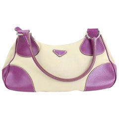 Bicolor Bowler 8pr915 Beige X Purple Leather Satchel