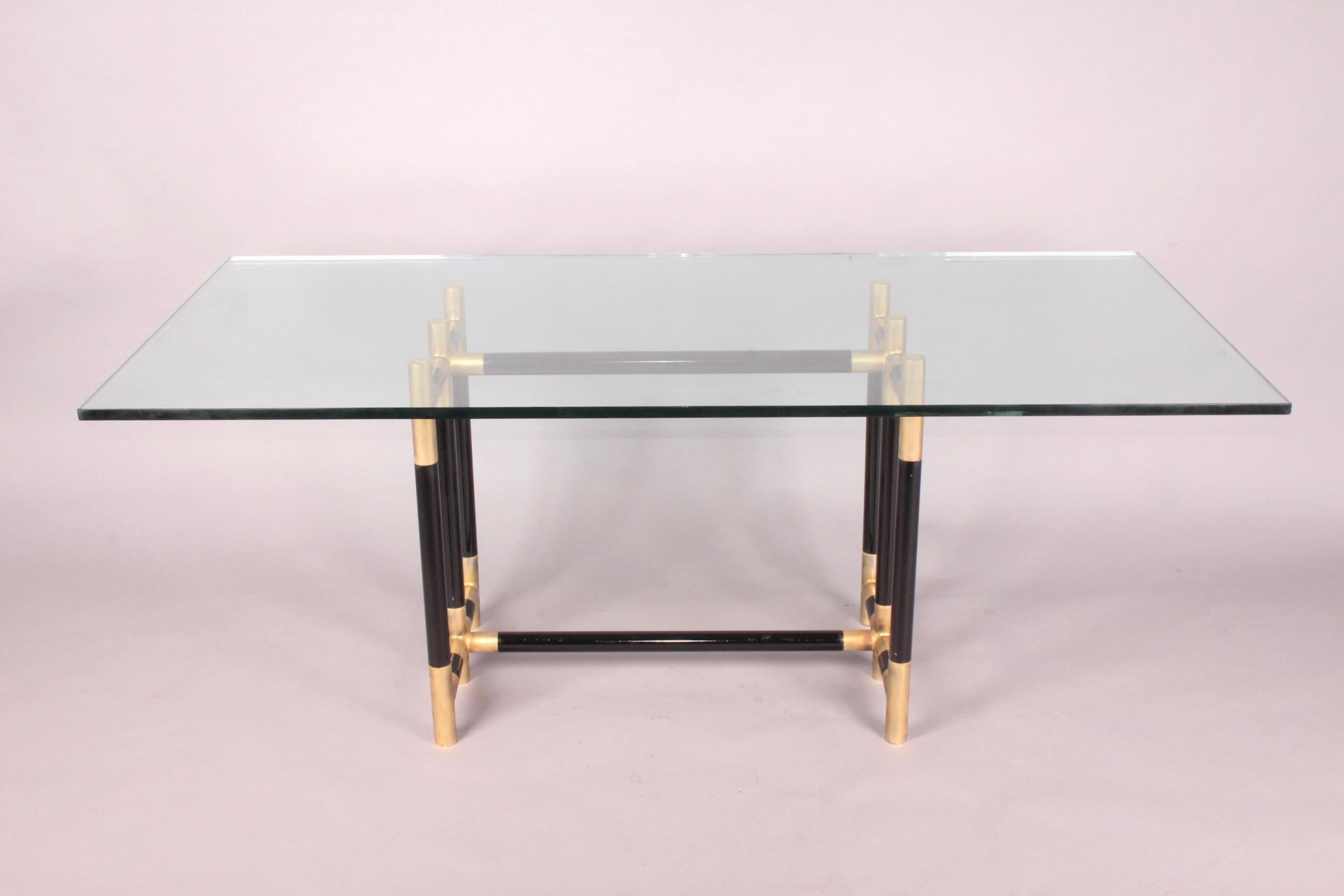 Metal Bicolor Brass and Glass Dinning Table