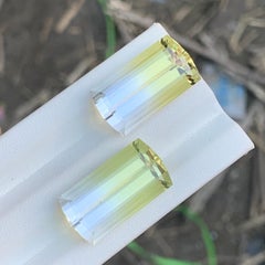 Coppia di pietre preziose bicolori giallo canarino con quarzo limone incolore per gioielli, 23 mm