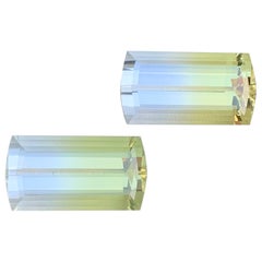 Coppia di pietre preziose bicolori giallo canarino con quarzo limone incolore per gioielli, 23 mm