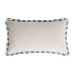 BICOLOR Couple Happy Pillow Velvet Light Blue and White Fringes