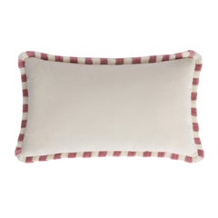 BICOLOR Couple Happy Pillow Velvet Light Pink and White Fringes
