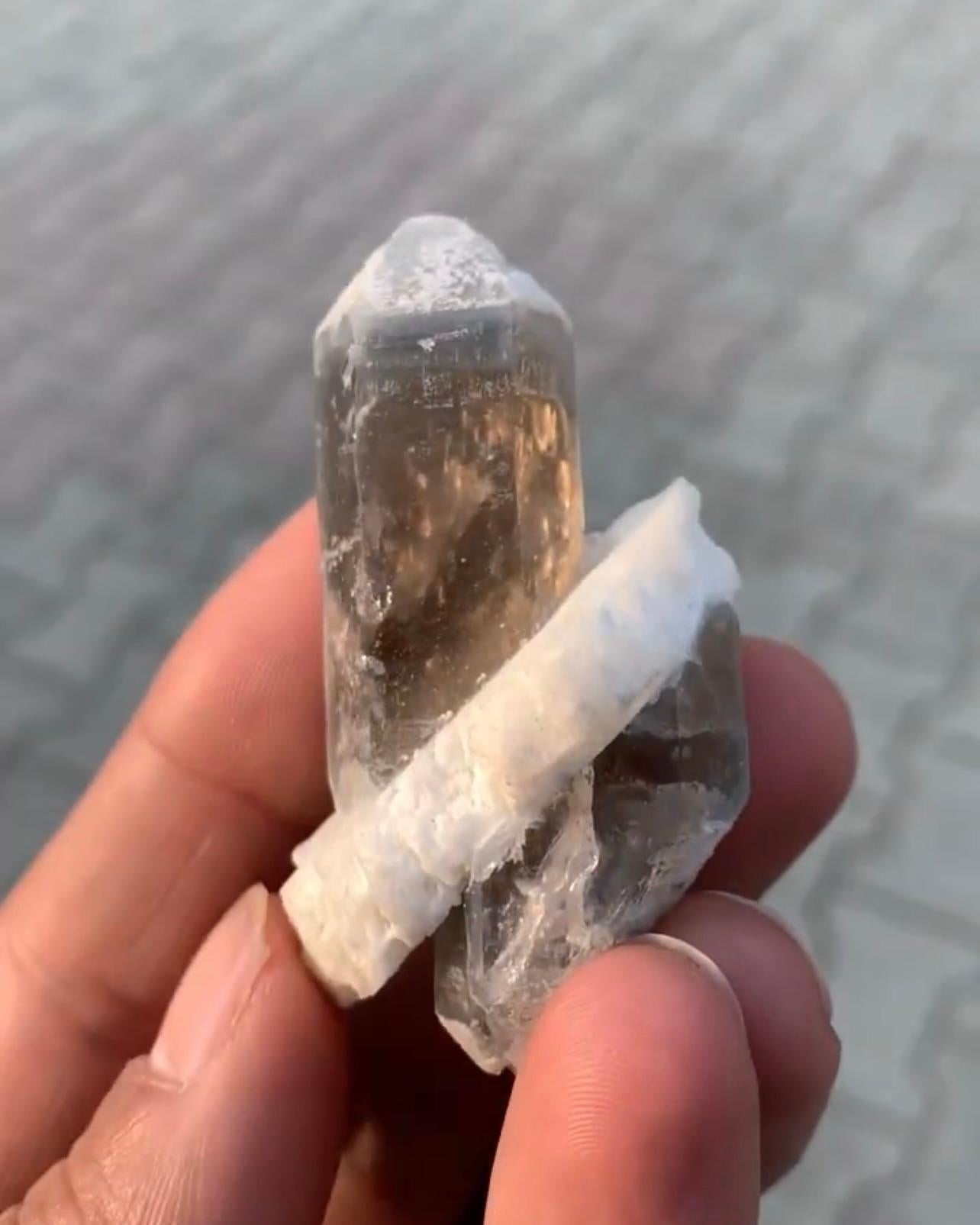Informazioni sul prodotto:

Tipo di campione: Cristallo di quarzo blu fumé con albite

Peso: 36 grammi

Dimensioni: H: 5,8 x L: 3,2 x P: 3,2 cm 

Origine: Dara I Pech, distretto di Chapa Dara, provincia di Kunnar, Afghanistan

Trattamento: