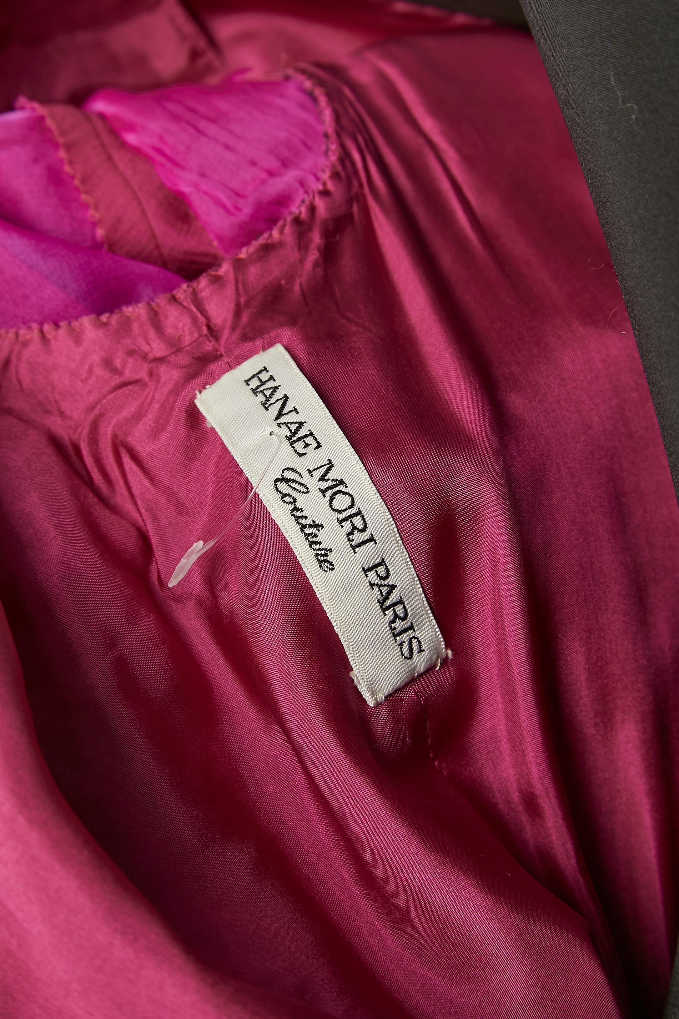 Robe de soirée bicolore drapée en mousseline de soie avec nœud Hanae Mori Couture  en vente 4