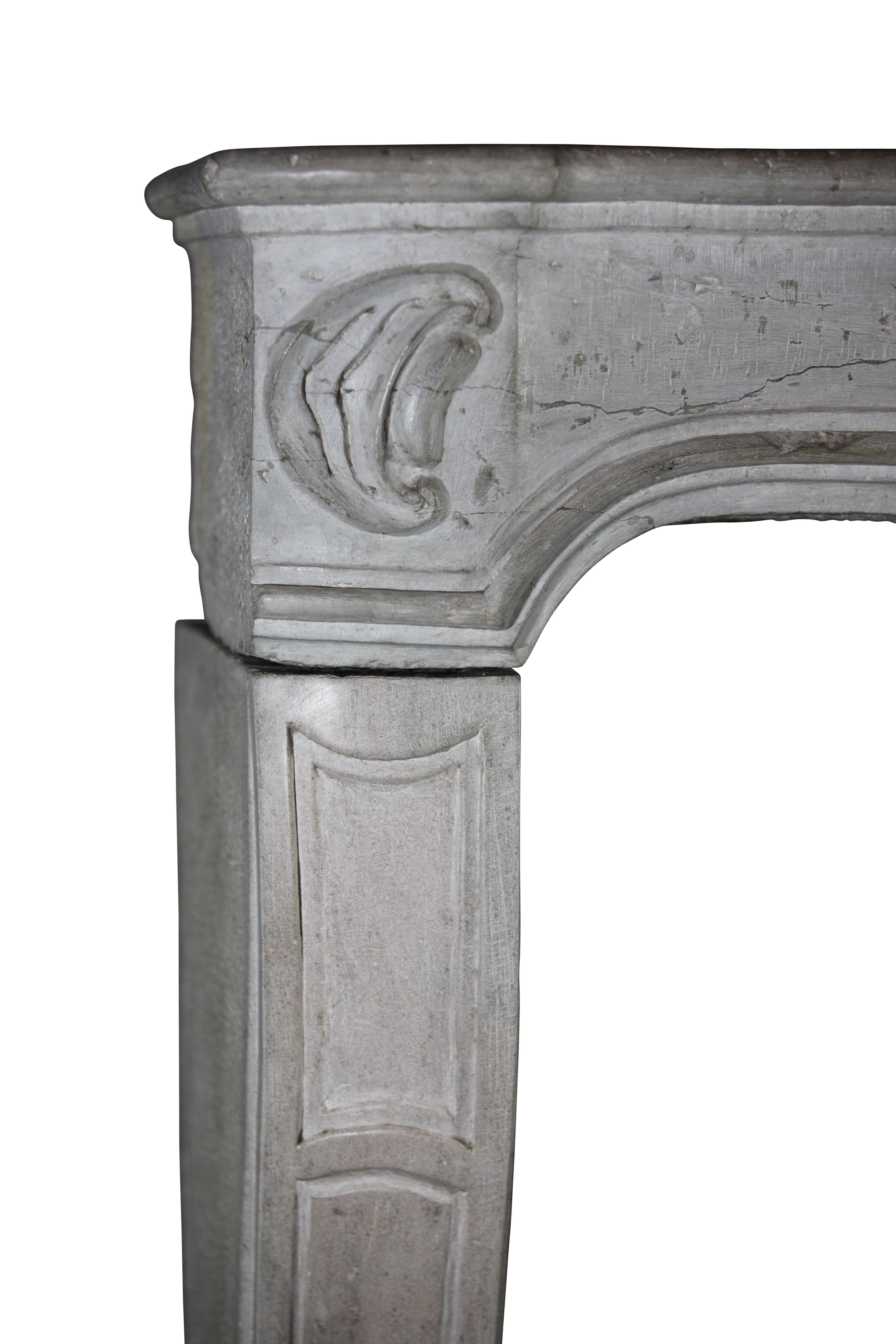 Bicolor French Vintage Fireplace Surround in Limestone For Sale 5