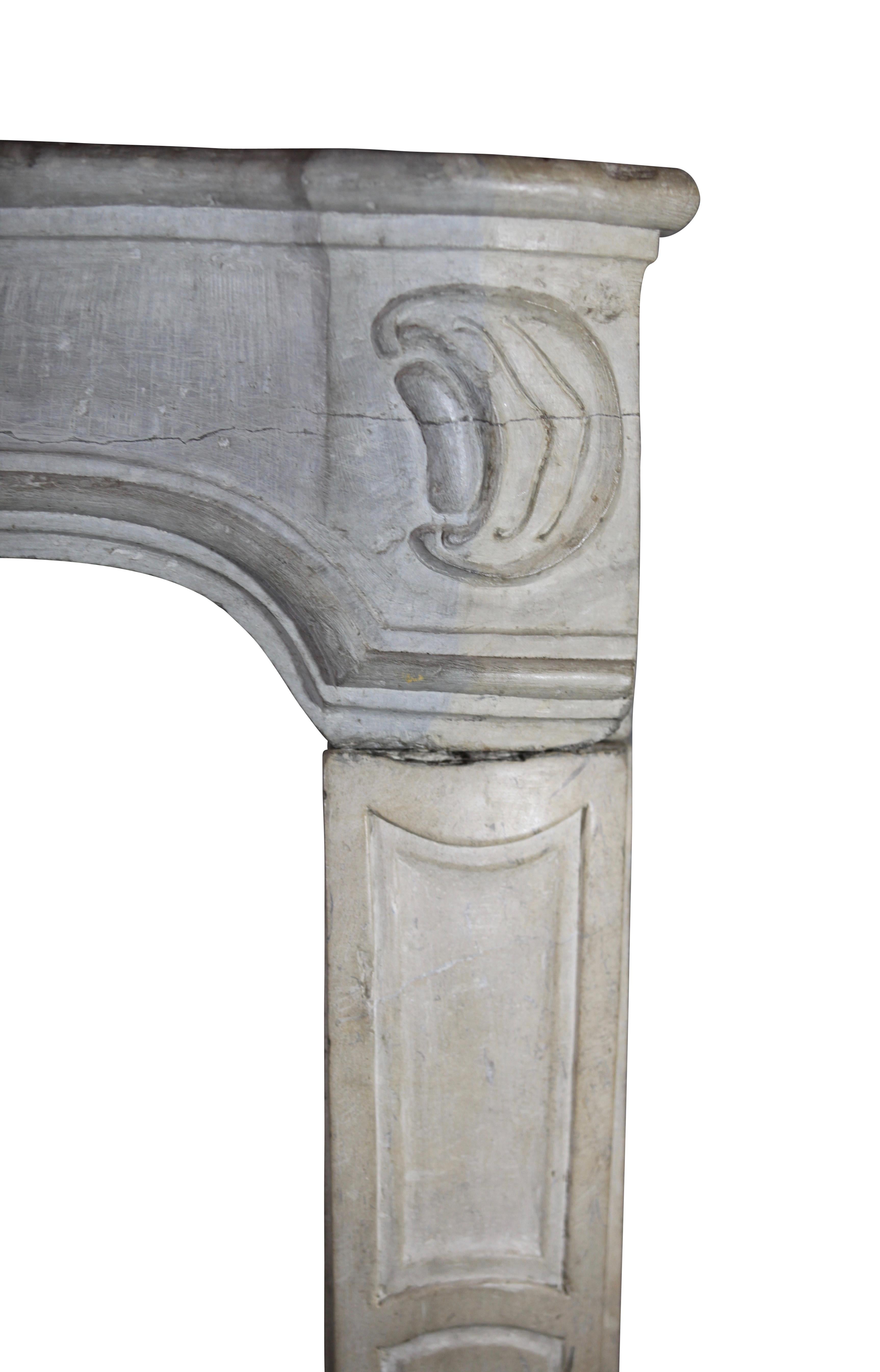 Bicolor French Vintage Fireplace Surround in Limestone For Sale 9