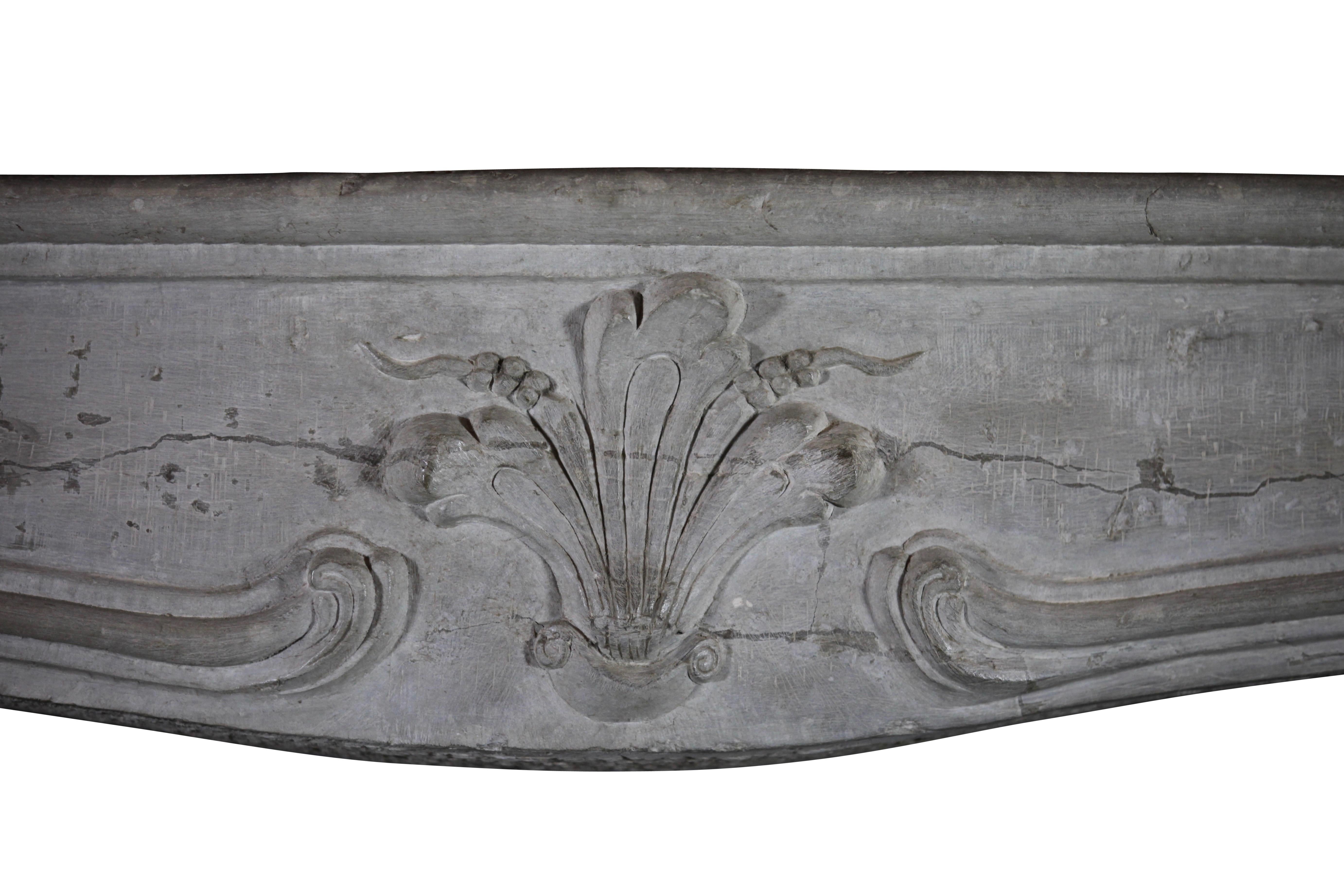 Louis XIV Bicolor French Vintage Fireplace Surround in Limestone For Sale