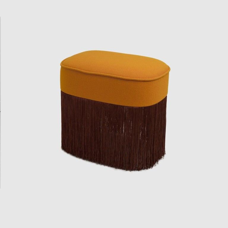 Galata ottoman by Edvin Klasson
2017
Dimensions: H 45 x W 45 x D 30 cm
Materials: Upholstery, pine, polyester fringes

The ottoman was originally conceived in Turkey, and introduced to Europe in the
late 18th century. Galata is a small ottoman