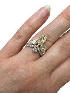 Bicolor Gold and Diamond Fleur De Lis Ring