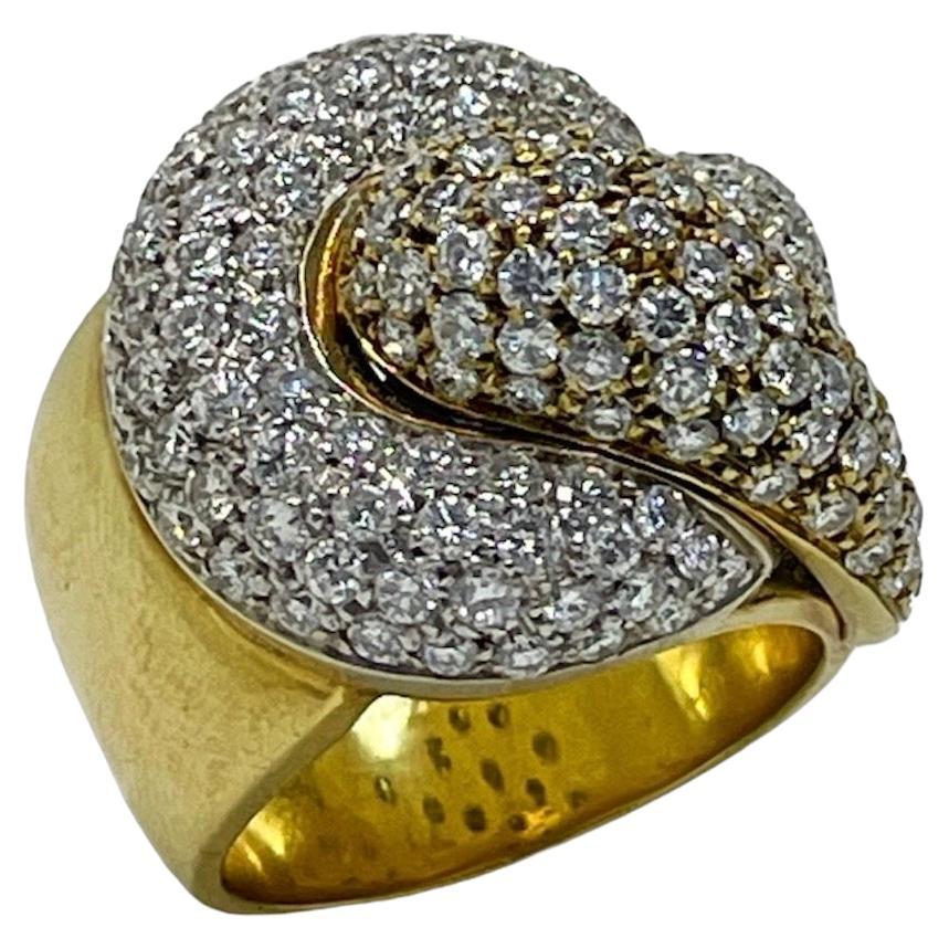 Bicolor Gold and Diamond Knot Motif Ring For Sale
