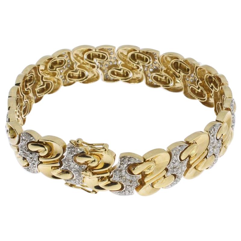 Bicolor Gold Bracelet with Diamonds For Sale