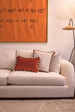 Cuscino BICOLOR Happy Velluto verde con frange verdi e bianche