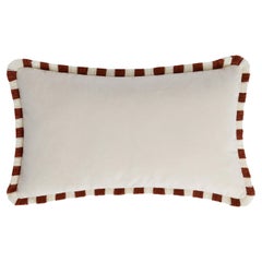 BICOLOR Happy Pillow White Velvet With Brick and White Fringes