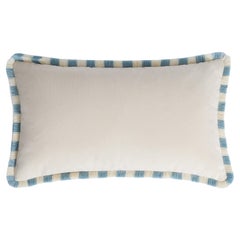 BICOLOR Happy Pillow White Velvet With Light Blue and White Fringes