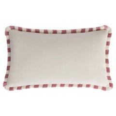 BICOLOR Happy Pillow White Velvet With Light Pink and White Fringes