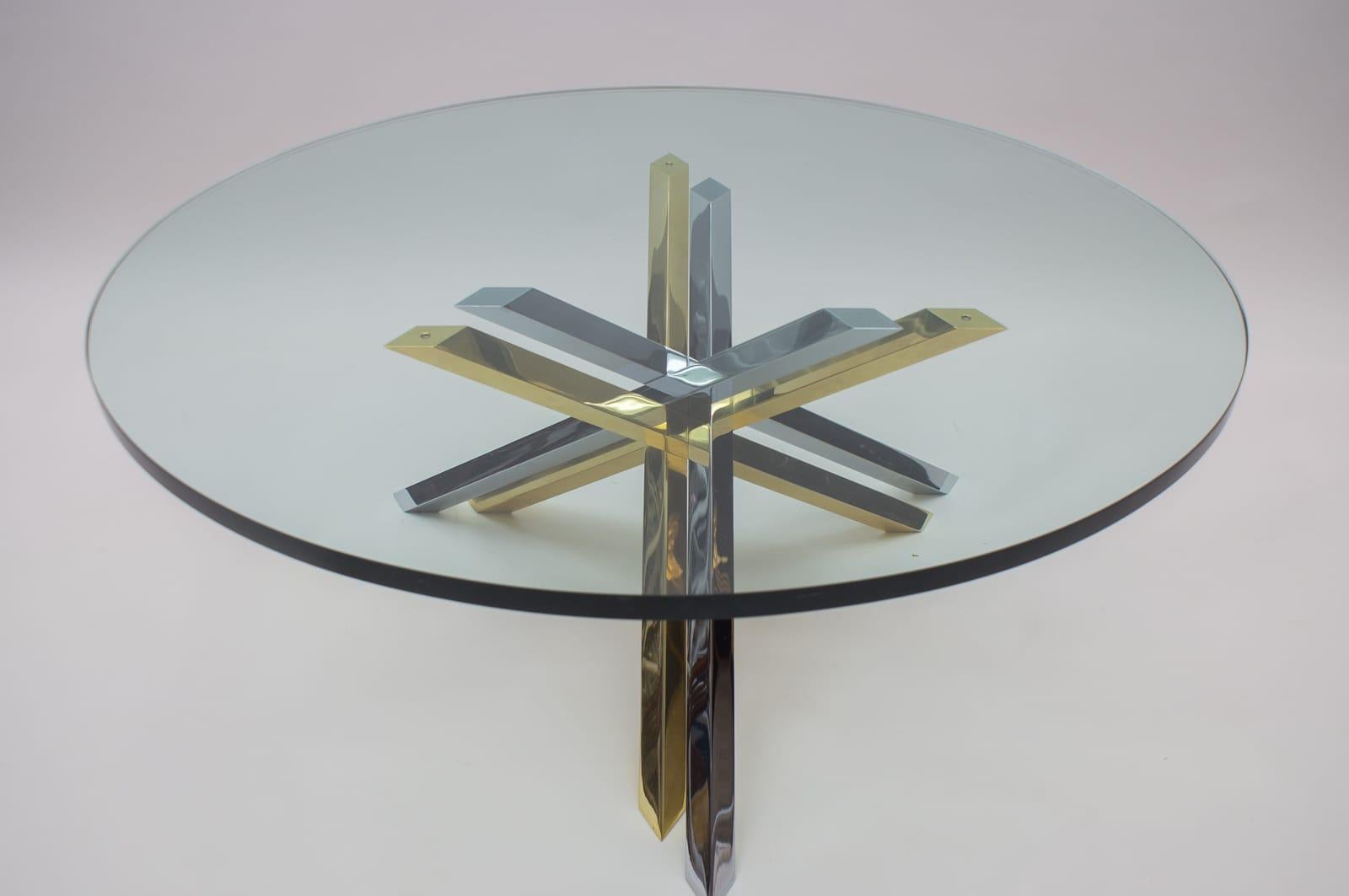 Bicolor Massive Brass and Chrome Coffee Table by Romeo Rega, 1970s For Sale 7