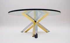 Bicolor Massive Brass and Chrome Coffee Table by Romeo Rega, 1970s