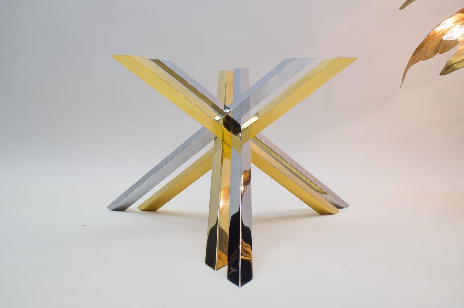 Bicolor Massive Brass and Chrome Coffee Table by Romeo Rega, 1970s For Sale 1