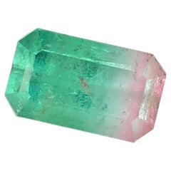 Gema suelta de turmalina natural bicolor de 10.05 quilates, corte esmeralda, para anillo