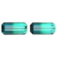 Bicolor Natural Tourmaline 3.38 Ct Emerald Cut Loose Gemstone Pair for Earrings
