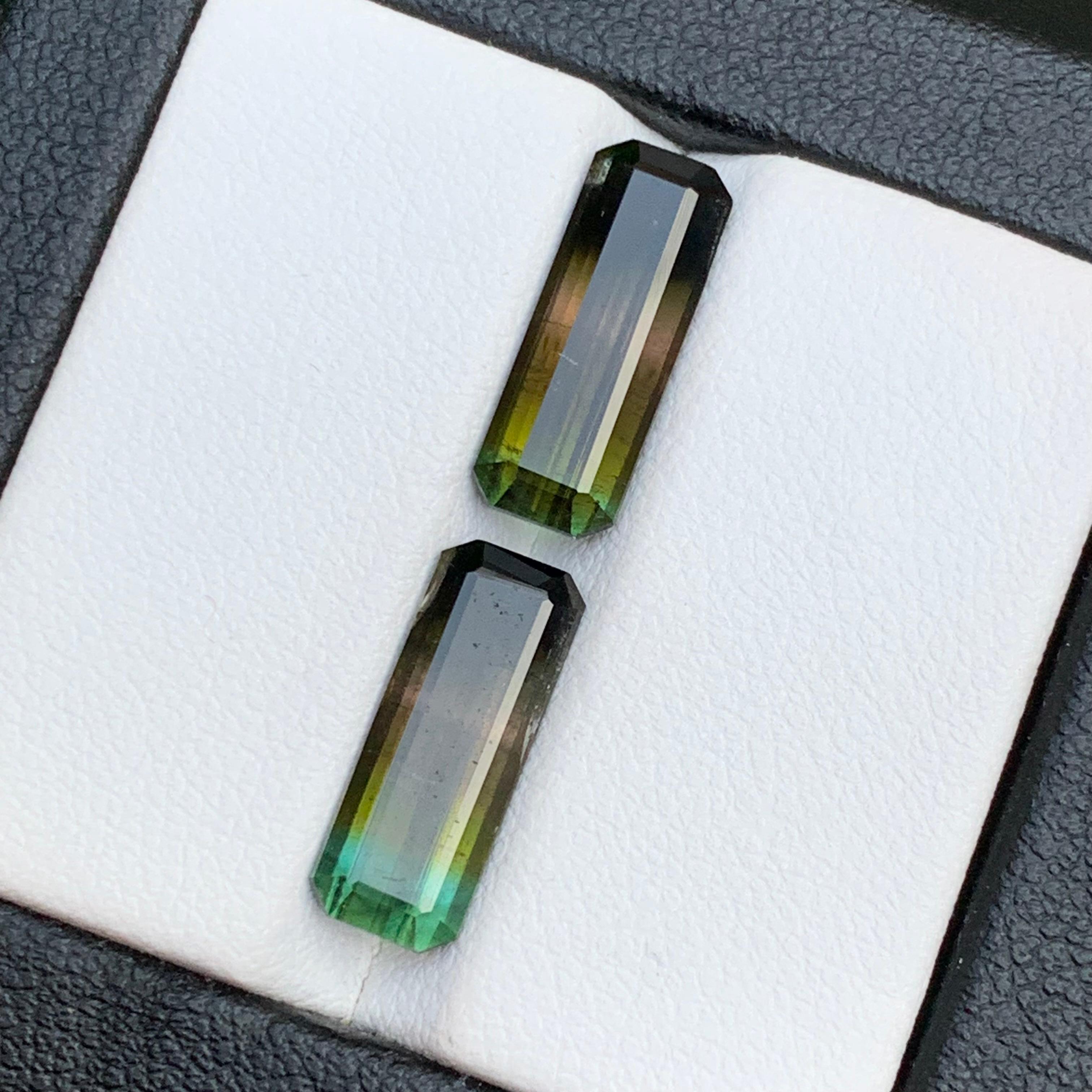 Bicolor Natural Tourmaline Loose Gemstone Pair for Earrings, Necklace Pendant, or any other Jewelry Setting-Emerald Cut from Kunar Afghanistan!!

💎 GEMSTONE TYPE: Tourmaline
⚖️ WEIGHT: 6.30 Carat
🪚 SHAPE & CUT: Emerald Cut
📏 SIZE (MM): 
3.35 Ct