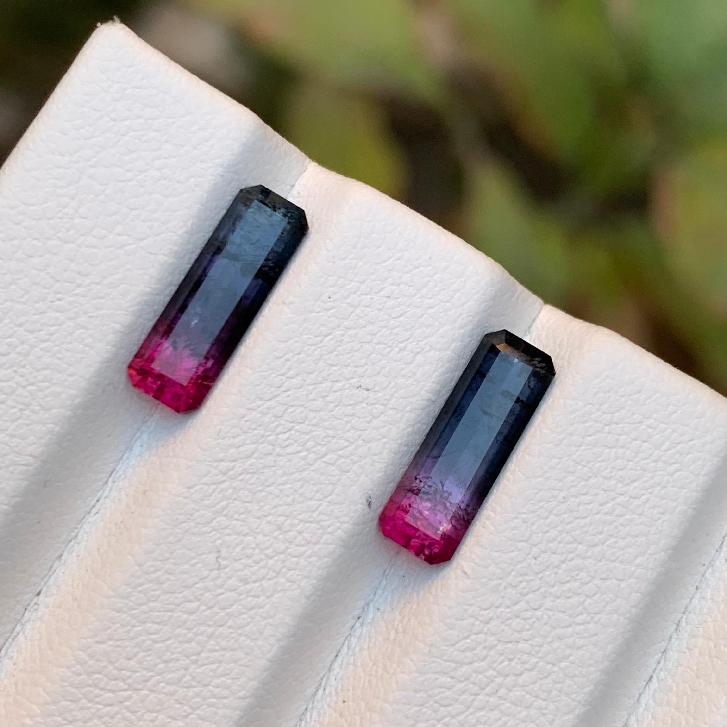 Bicolor Natürliche Turmalin Ohrringe Lose Edelstein Paar Set 3,80 Ct Smaragd Schliff im Angebot 5