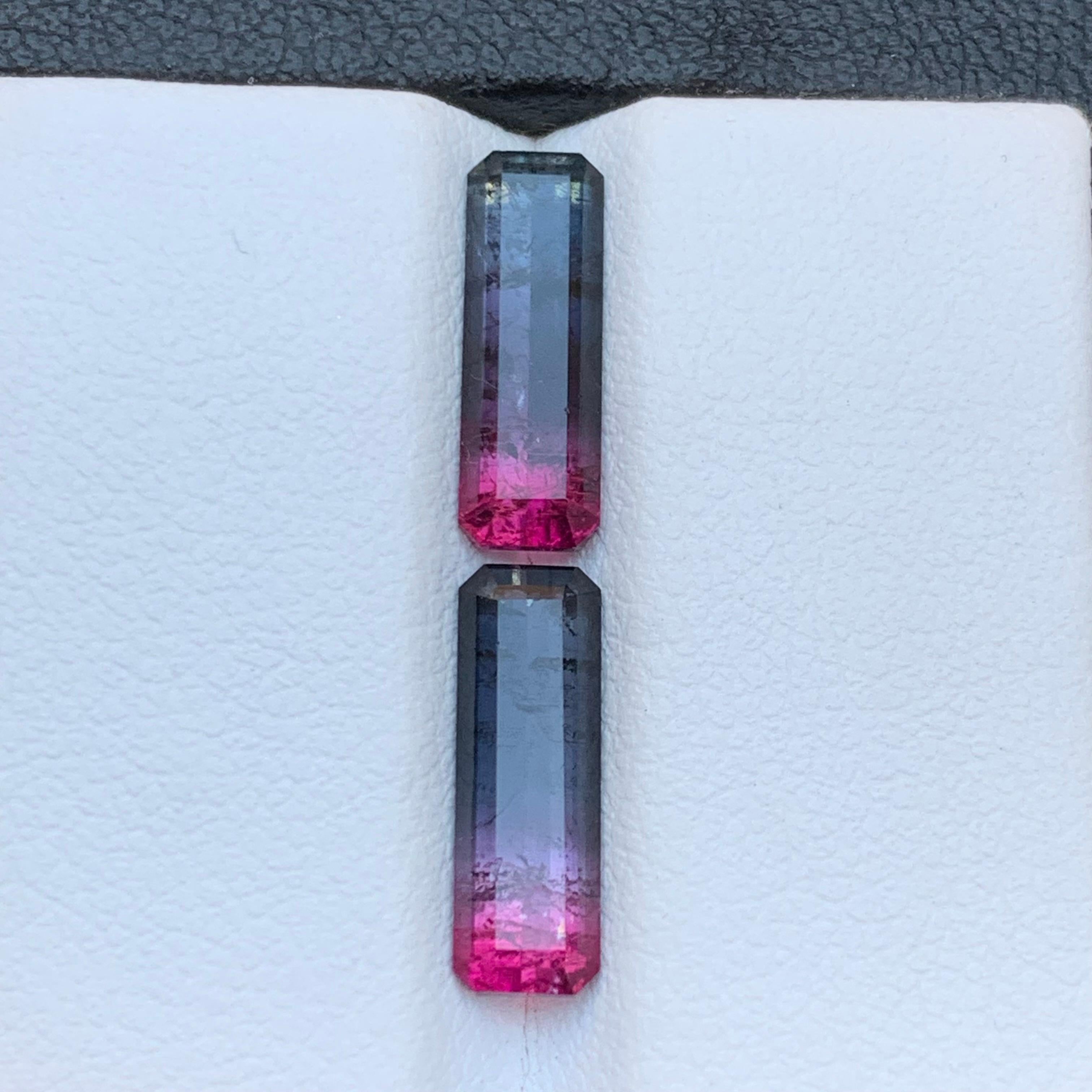 Bicolor Natürliche Turmalin Ohrringe Lose Edelstein Paar Set 3,80 Ct Smaragd Schliff im Angebot 6