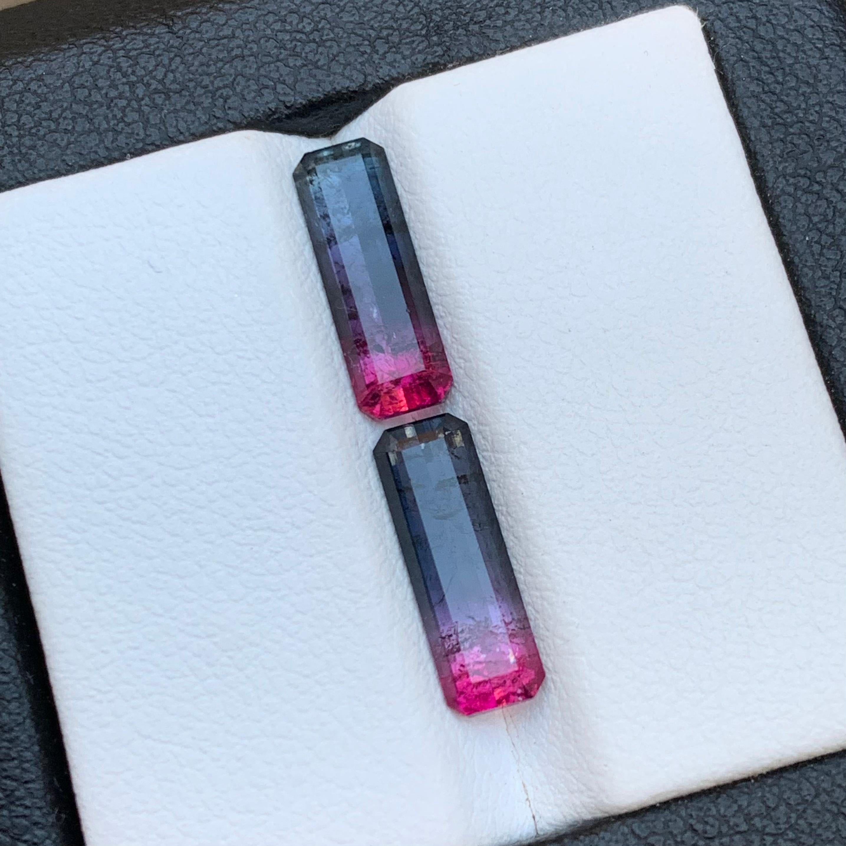 Bicolor Natürliche Turmalin Ohrringe Lose Edelstein Paar Set 3,80 Ct Smaragd Schliff im Angebot 7