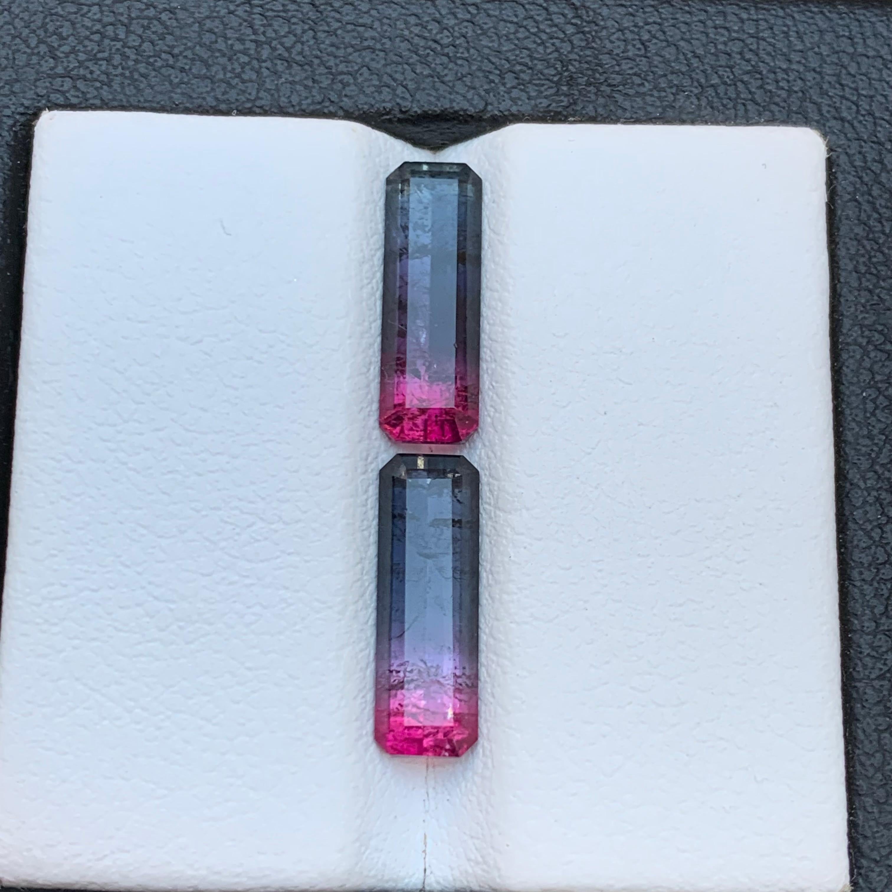Bicolor Natürliche Turmalin Ohrringe Lose Edelstein Paar Set 3,80 Ct Smaragd Schliff im Angebot 8