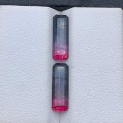 Bicolor Natürliche Turmalin Ohrringe Lose Edelstein Paar Set 3,80 Ct Smaragd Schliff