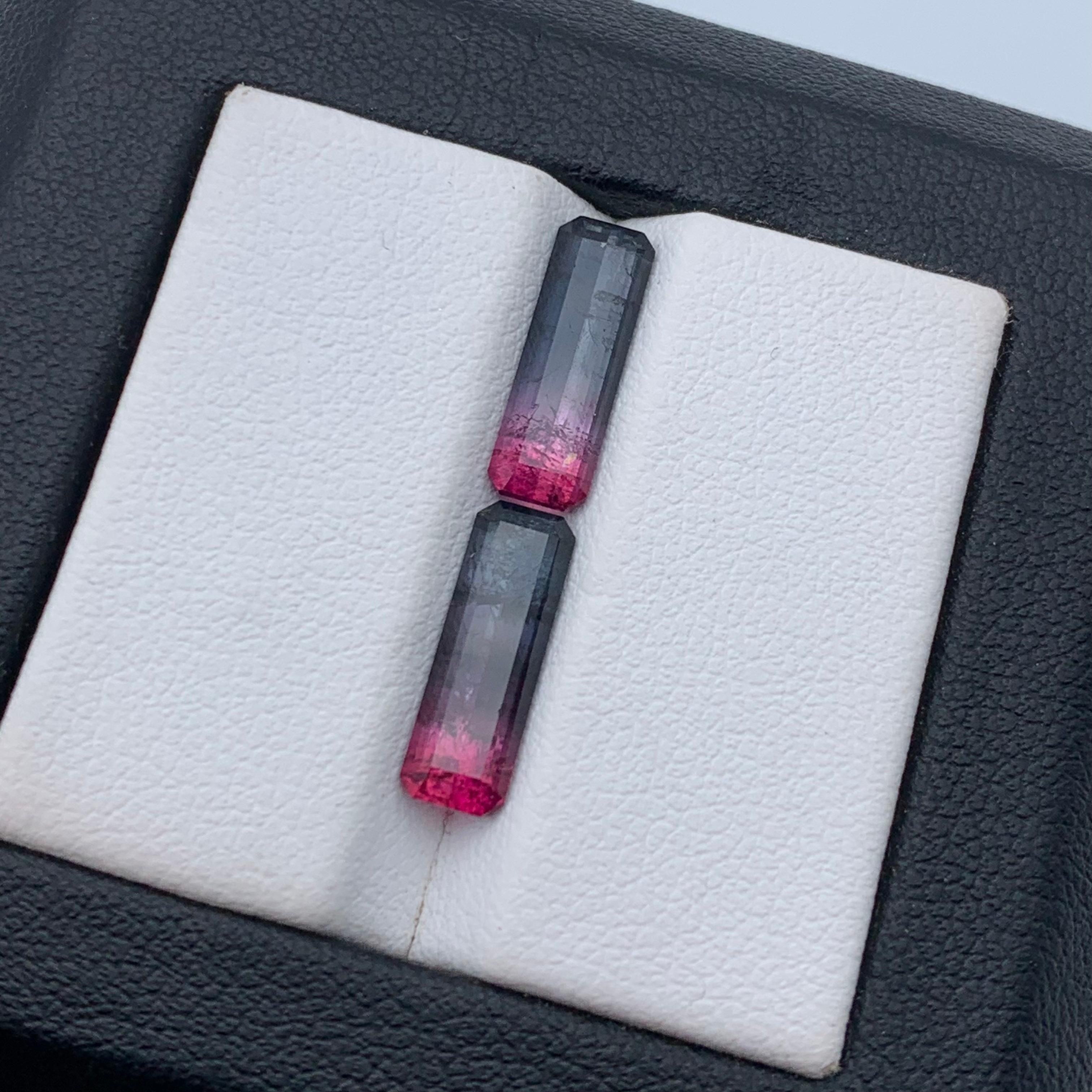 Bicolor Natürliche Turmalin Ohrringe Lose Edelstein Paar Set 3,80 Ct Smaragd Schliff im Angebot 2