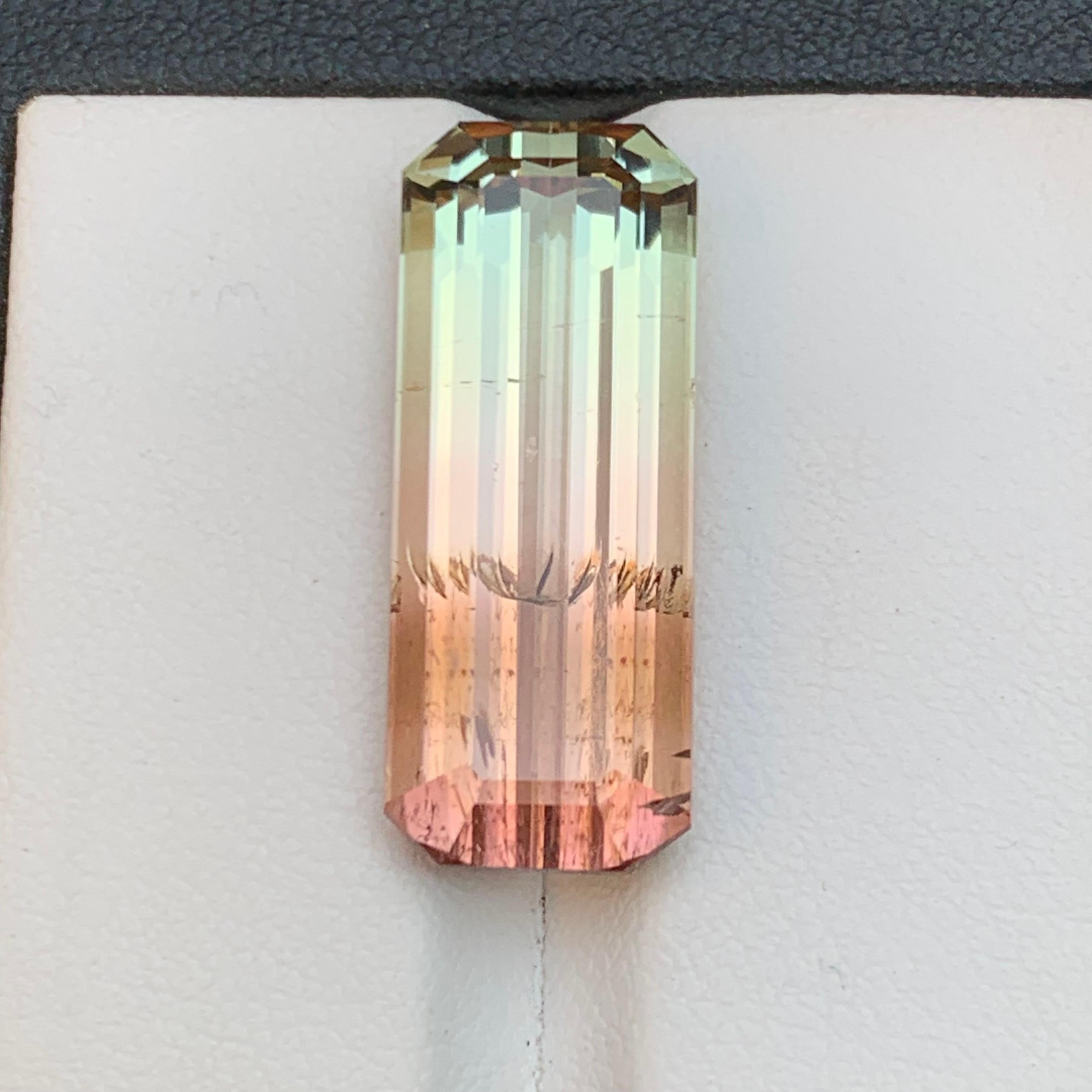 Bicolor Natural Tourmaline Necklace Pendant Loose Gemstone 15.85 Ct Emerald Cut For Sale 5