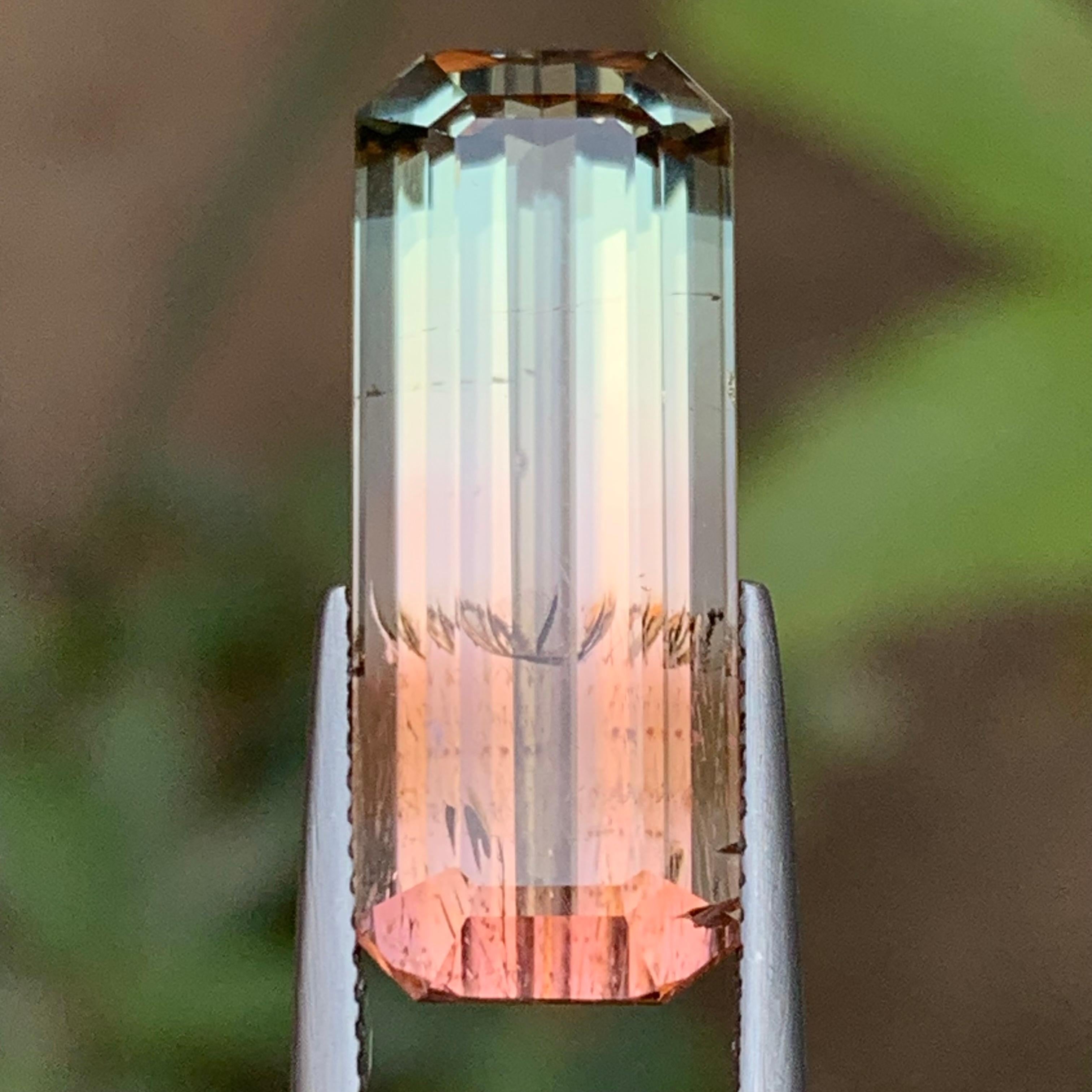 Bicolor Natural Tourmaline Necklace Pendant Loose Gemstone 15.85 Ct Emerald Cut For Sale 6
